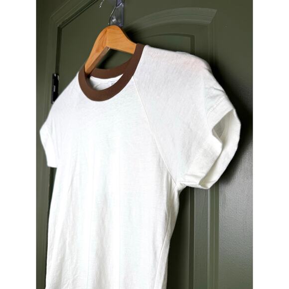 NWT Pistola Ryn Shrunken Raglan Cotton Tee Soft White Cream Brown Women's Small - Picture 2 of 5